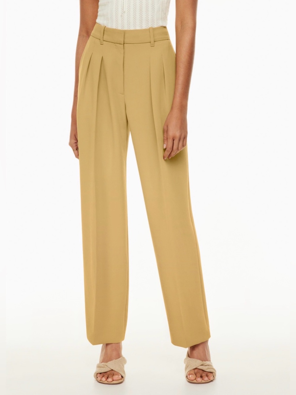 Aritzia Wilfred Anyway Pant The Effortless Sandy beige Pleated Wide Leg Size 2